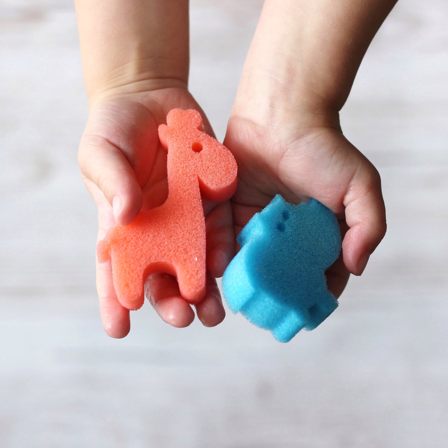 Wild Animals Bath Beans sponge toys: lion, giraffe, rhino and buffalo