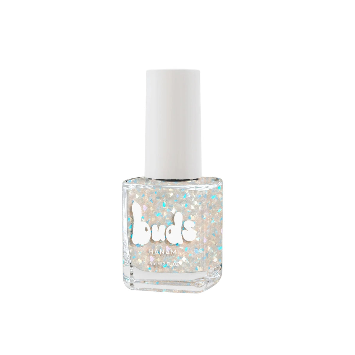 Milkyway iridescent glitter Buds kids nail polish bottle on a white background