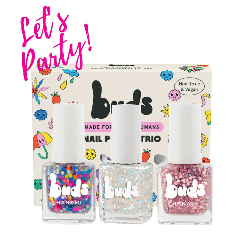 Buds Let's Party Trio kids nail polish gift box