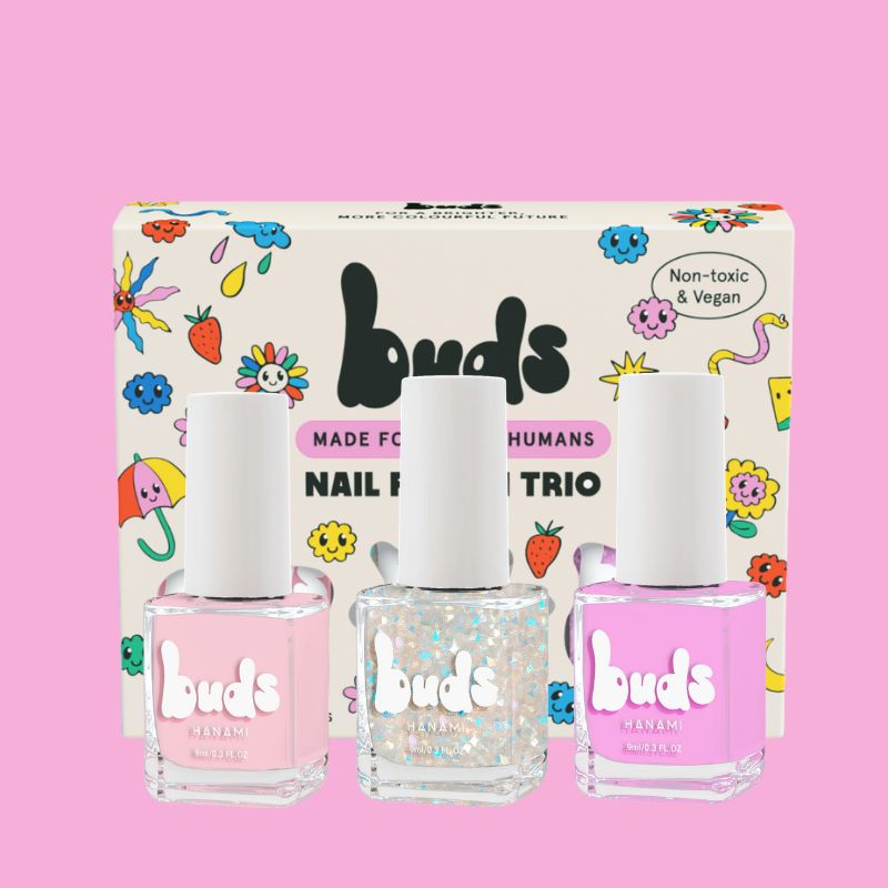 Pink Buds kids nail polish from the Pink & Sparkle Trio